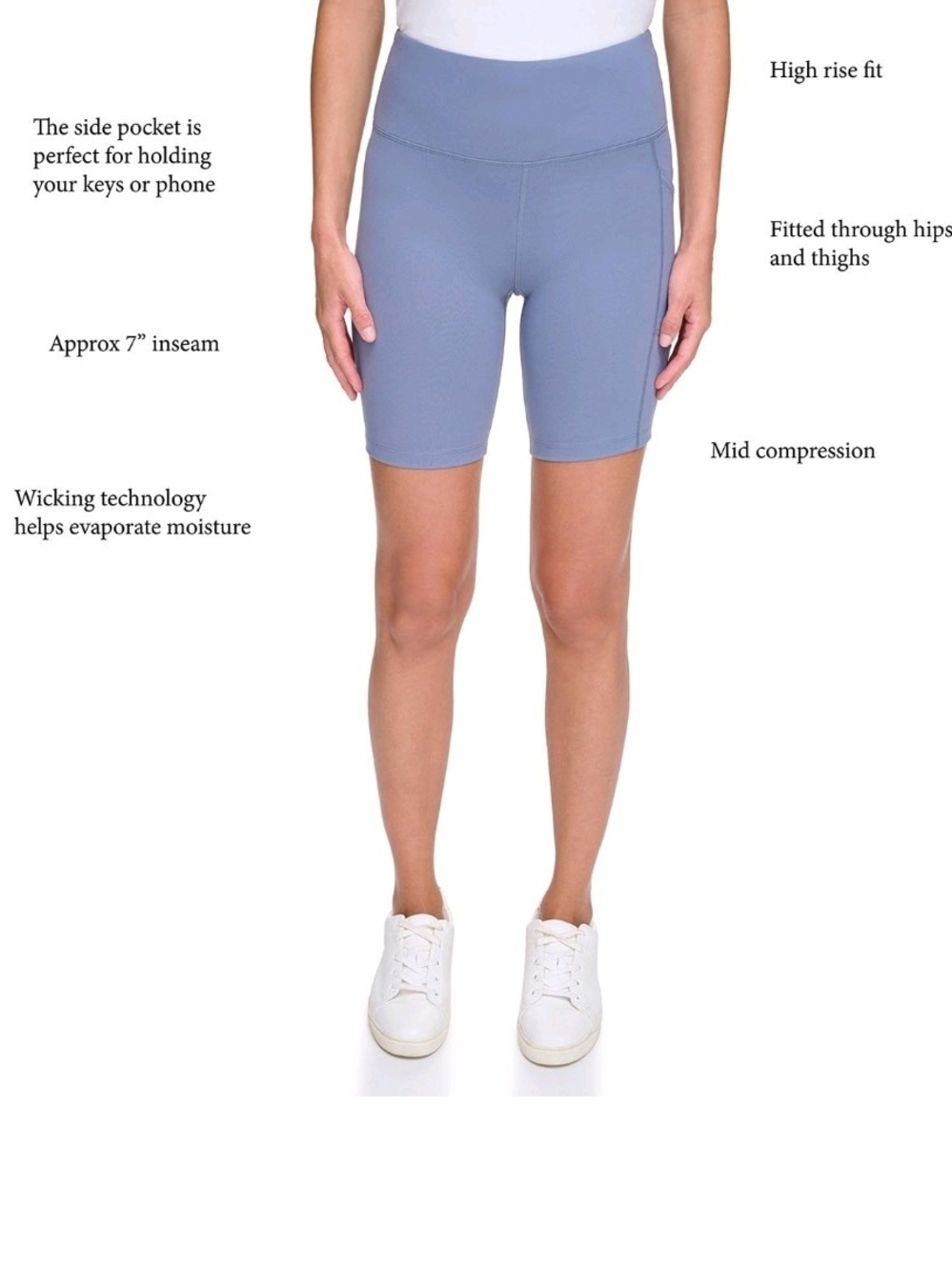 New DKNY High-Rise Bike Shorts in Dusty Blue XXL